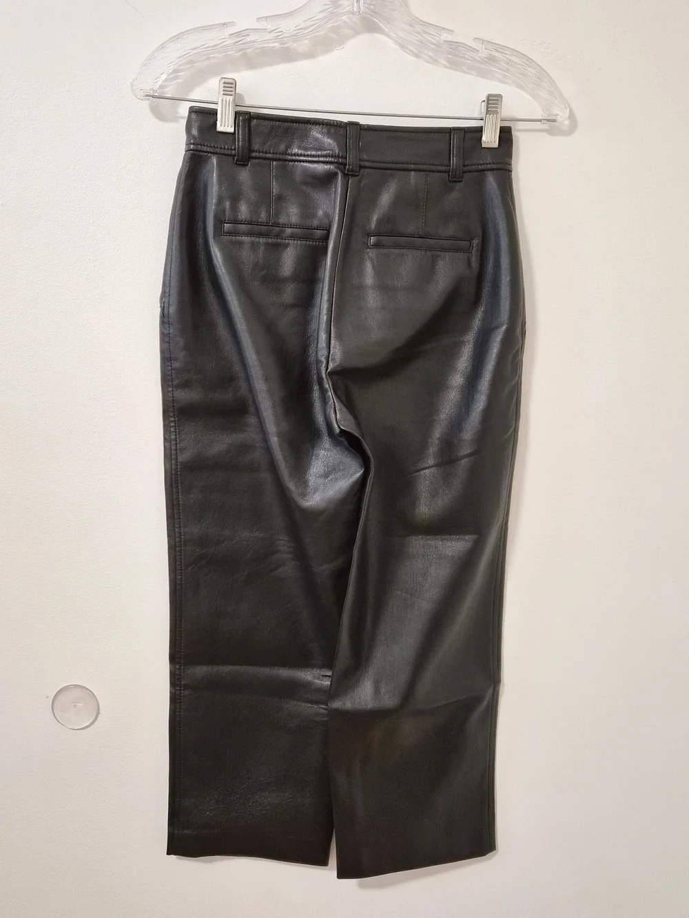 Aritzia Black Faux Leather Straight-Leg Jeans